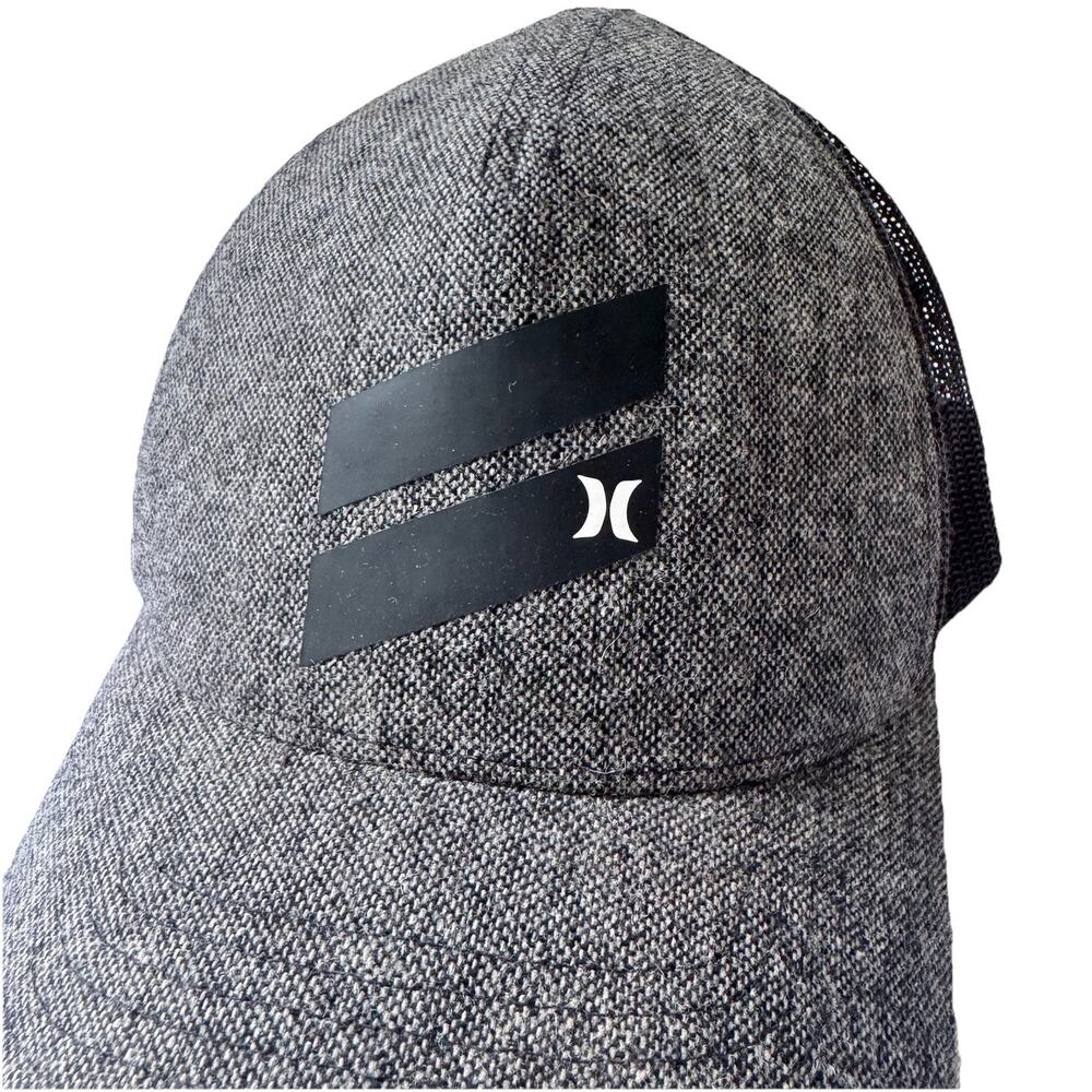 Hurley Dark Gray Icon Slash Trucker Hat Snapback Mesh Wool Blend Streetwear EUC - Picture 2 of 9